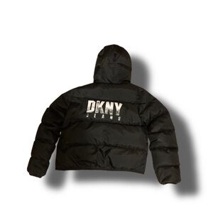 DKNY y2k black puffer jacket with hood from the 2000’s